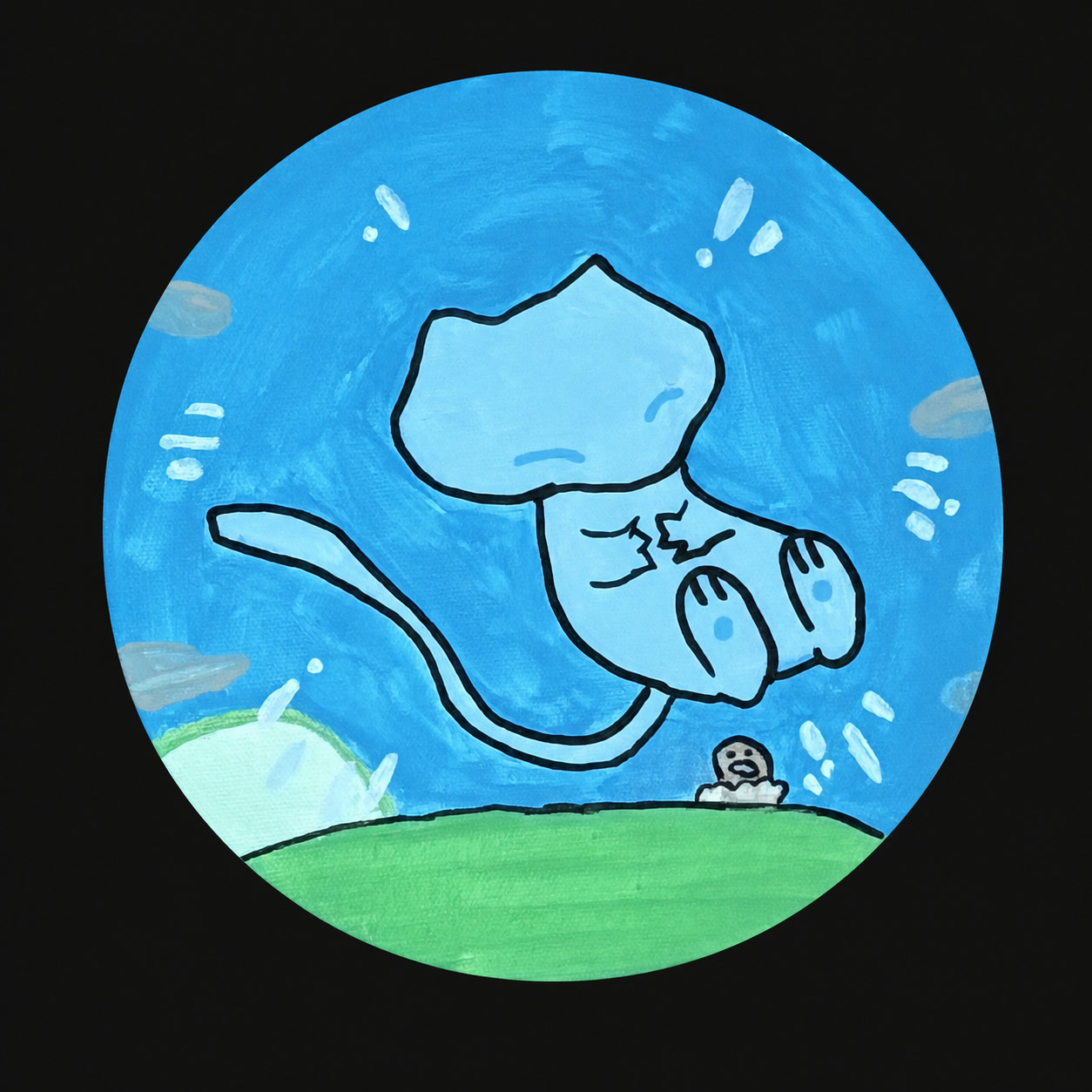 Bubble Mew round original painting
