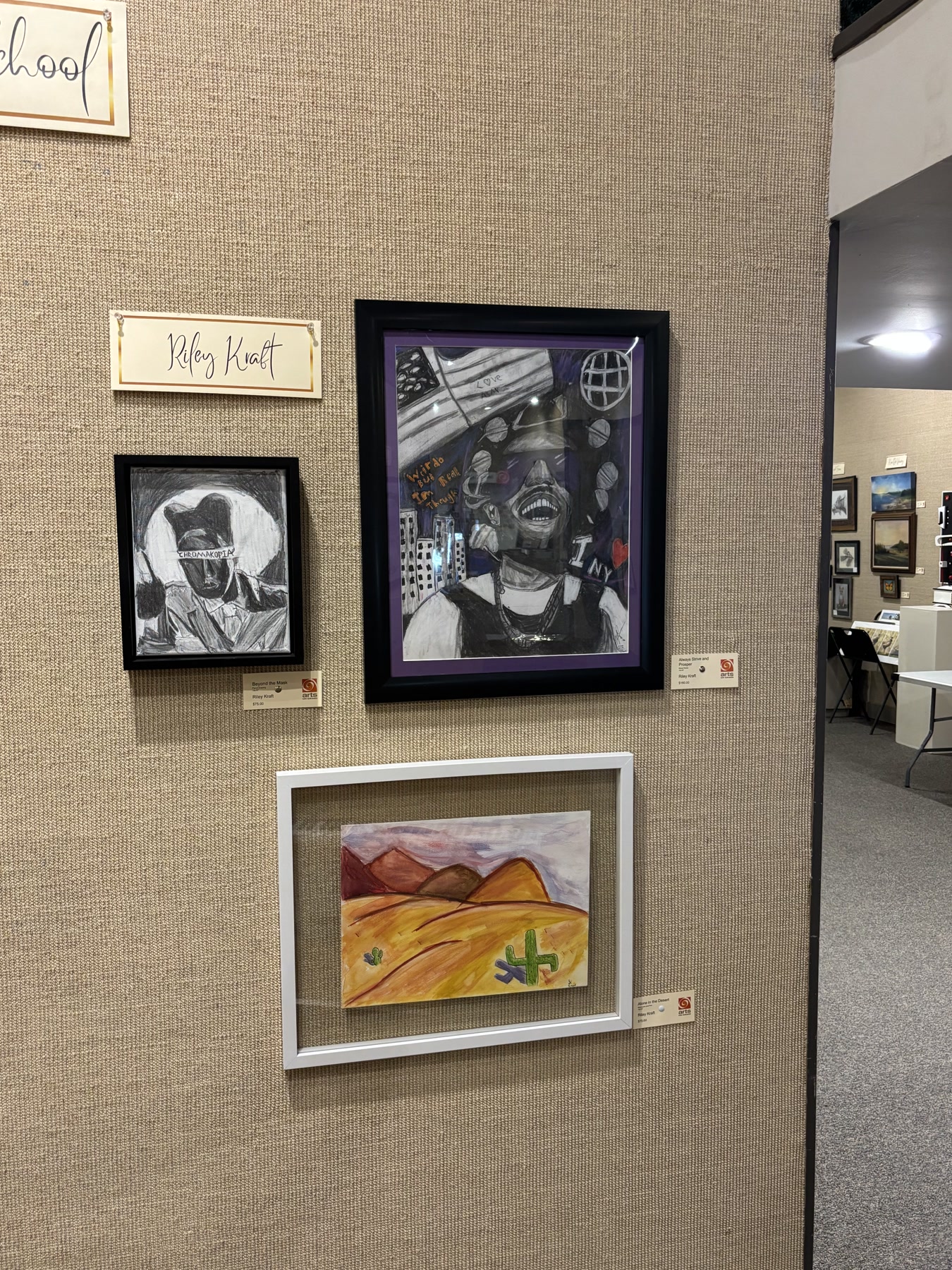 Framed Canvas Vault artworks installed in a public exhibition